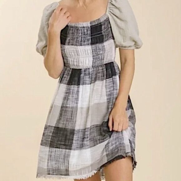 Umgee Boho Dress Plaid Size L - Picture 1 of 10